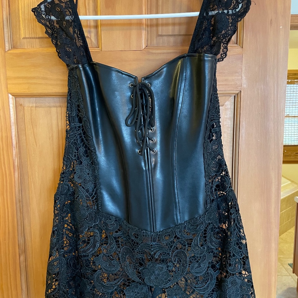 Leather & lace corset dress